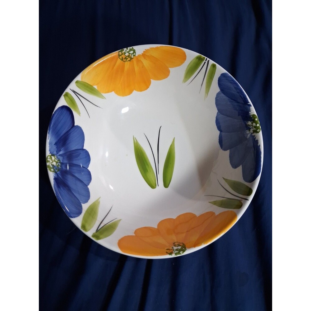 Maxam Hand Painted Italy ITALIAN DAISY - 10"X3'' serving Bowl mint